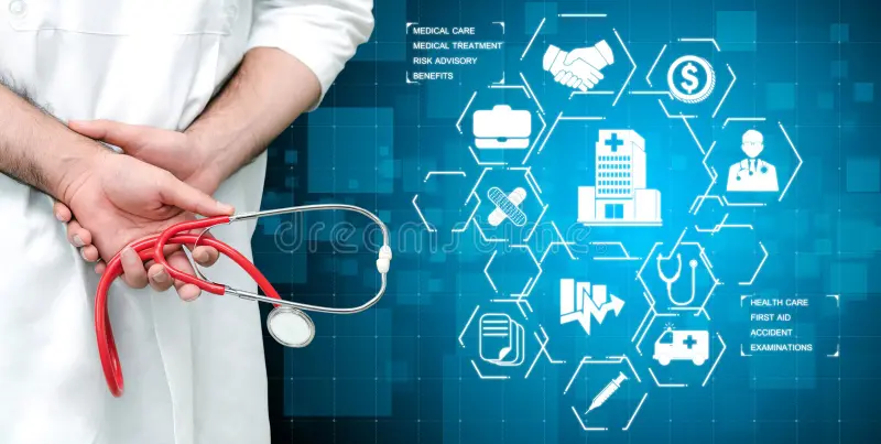 doctor health insurance healthcare graphic concept hospital related icon interface showing people money planning risk 173576660